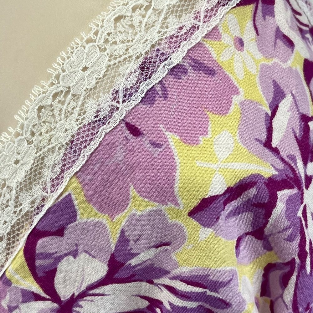 Betsey Johnson Intimates Babydoll Top Cami Slip Nightie Medium Flower Floral Lac - Picture 6 of 11